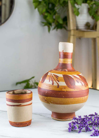 TERRACOTTA PITCHER WITH CUP