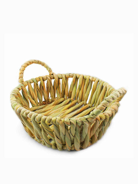 HAND WOVEN PALM BASKET WITH HANDLES