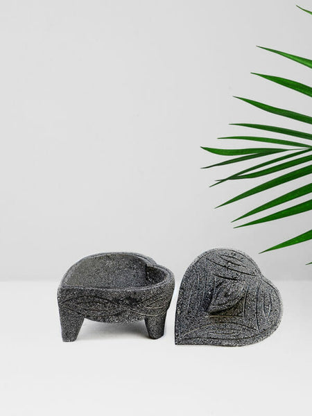 Volcanic Rock Heart Shape Molcajete