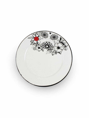 Enamel White Plate ‘Dia de los muertos’ detail (Set of 4)