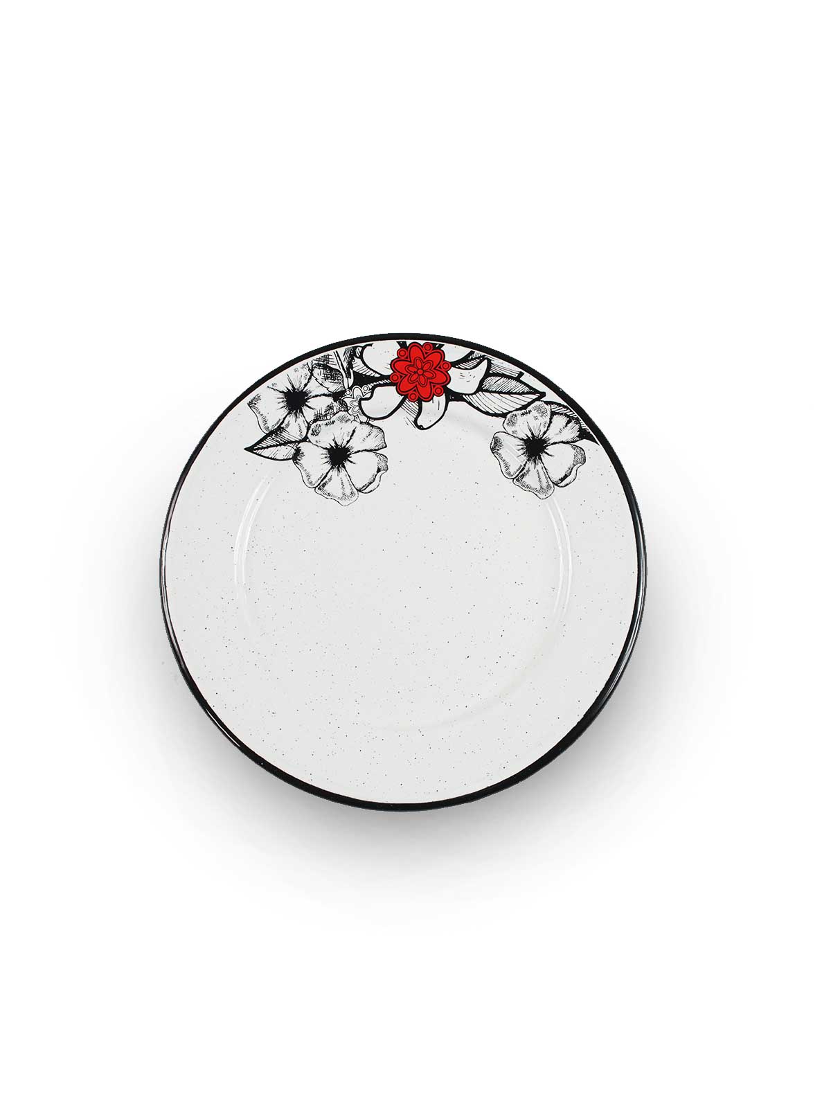 ENAMEL ROUND PLATE FLOWER DETAIL (SET OF 4)